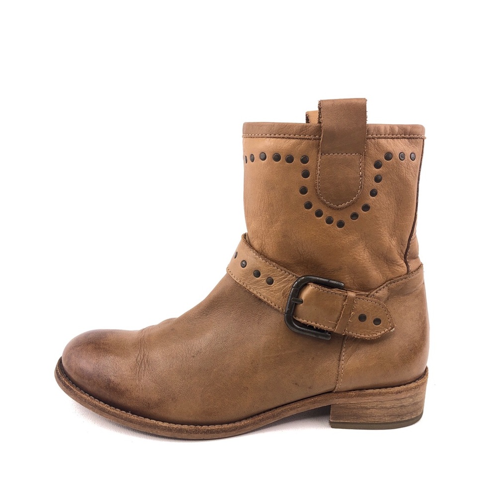 Kookai Brown Leather Buckle Western Ankle modern cowboy like Boots size 9 EUR 39